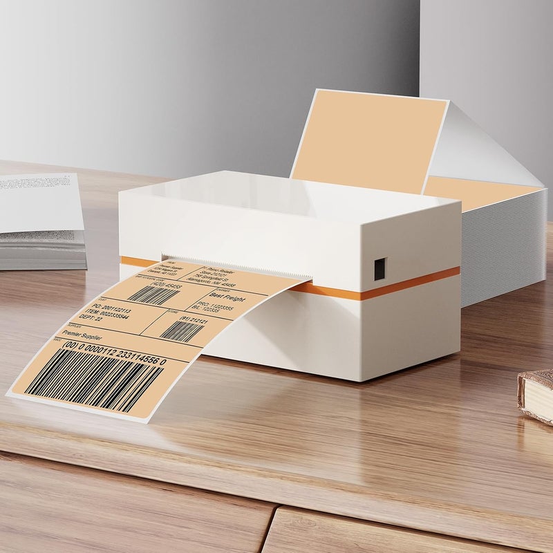 YIKIADA Khaki Shipping Thermal Labels 4 × 6 Inch Vinyl Self-Adhesive Fanfold Direct Stickers Waterproof Perforated Printer Decal for Office Warehouse Home Address 250 PCS - Image 2